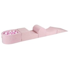 MeowBaby 4 Element Baby Foam Blocks Ball Pit w/100 Balls, Powder Pink Open Box 