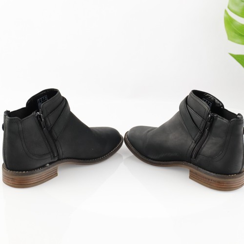 Clarks Womens Camzin Hale Boot Size 6.5 WIDE Black Leather Bootie Buckle Casual - 第 7/13 張圖片