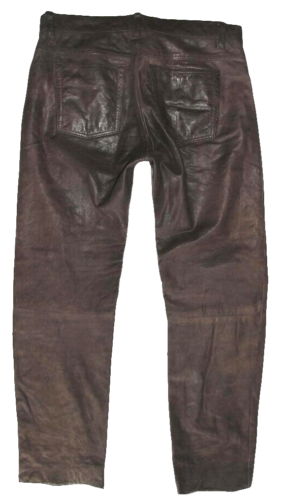 " Arizona " Men's Leather Jeans/Nubuk- Pants Dark Braun Approx. W34-35 " / L33 " - Picture 1 of 4