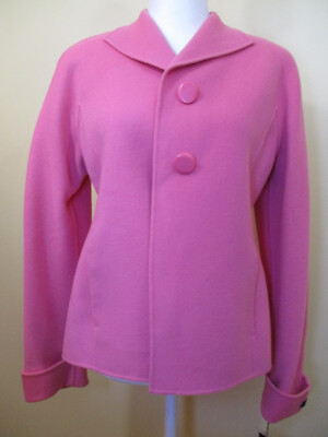 CAROL LITTLE jacket M 100% wool NWT handmade pockets buttons soft pink