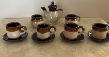 Vintage Red Ware Pottery Child  s 12 Piece Tea Set 1950s 
