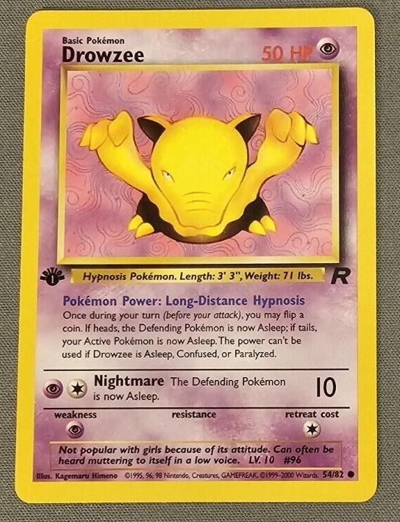 NM - Drowzee - 54/82 - 1st Edition - Team Rocket - Pokemon Card