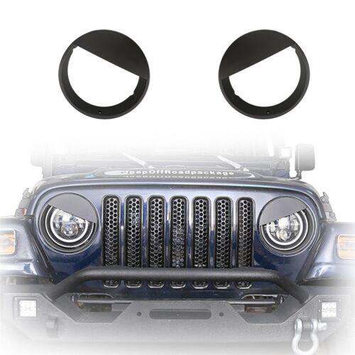 Black Headlight Trim Cover Angry Bird Ring Bezels For Jeep Wrangler TJ 1997-2006 - Picture 1 of 12