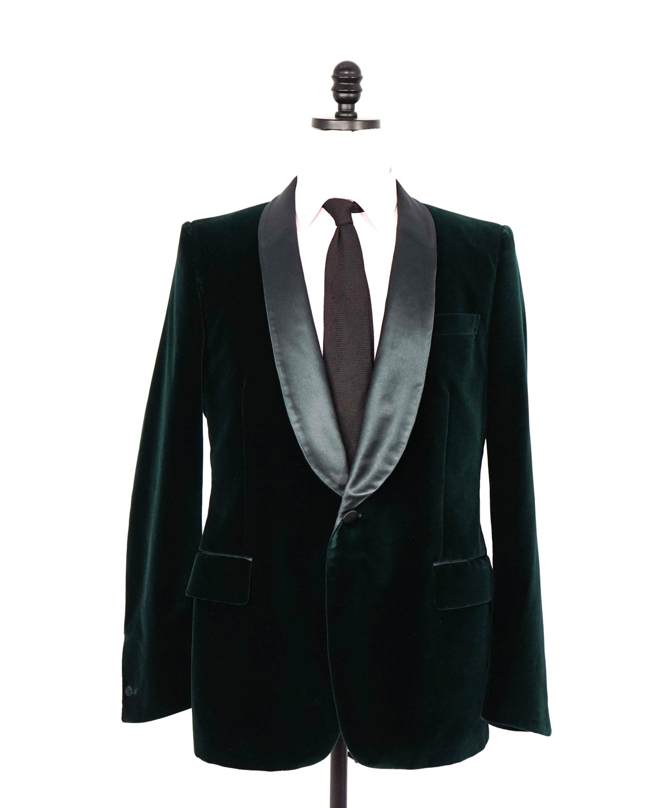 Blazer giacca velluto collo sciallato verde Yves SAINT LAURENT $3.300 42R