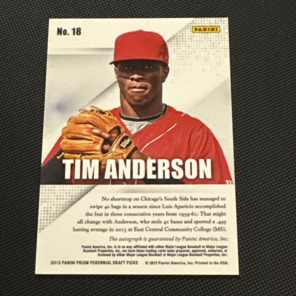 Star Tim Anderson 2013 Prizm Perennial Draft Picks 18 RC automático, White Sox Foto 2 de 2