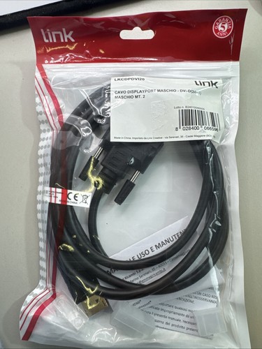 DisplayPort auf DVI-D Kabel 2m Adapter DP Stecker zu DVI 24+1 Stecker Full HD