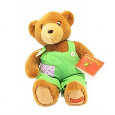 Corduroy Plush Teddy Bear By Eden In Green Overalls Vintage Toy 14"