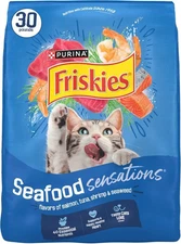 Purina Friskies Seafood Sensations, Indoor Dry Cat Food, 30 lb Bag