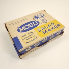 Juego completo para ensaladera Mouli en caja rebanadora de alimentación rallador triturador vintage años 50