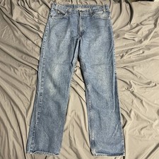 Vintage 80s Levi s 509 Orange Tab Straight Fit Light Wash Blue Denim Jeans 35x30