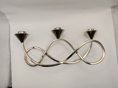 Vintage Postmodern Chrom Twist Kerzenständer Kerzenleuchter 3-armig 80er Jahre GJ Style