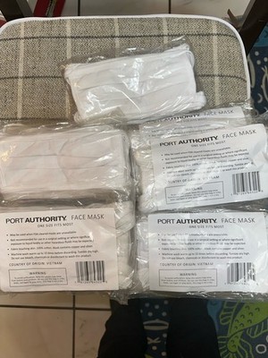 Port Authority Cotton Face Mask White Reusable Unisex B4322