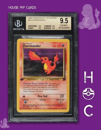 Charmander C #50 2000 Team Rocket 1st Edition BGS 9.5 (None Graded Higher) 🔥🐲✨