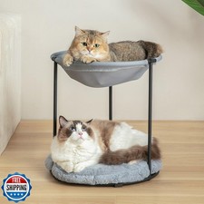 Double Cat Bed for Indoor Cats - Breathable Fiber, Ultra-Soft 2-Tier Design f