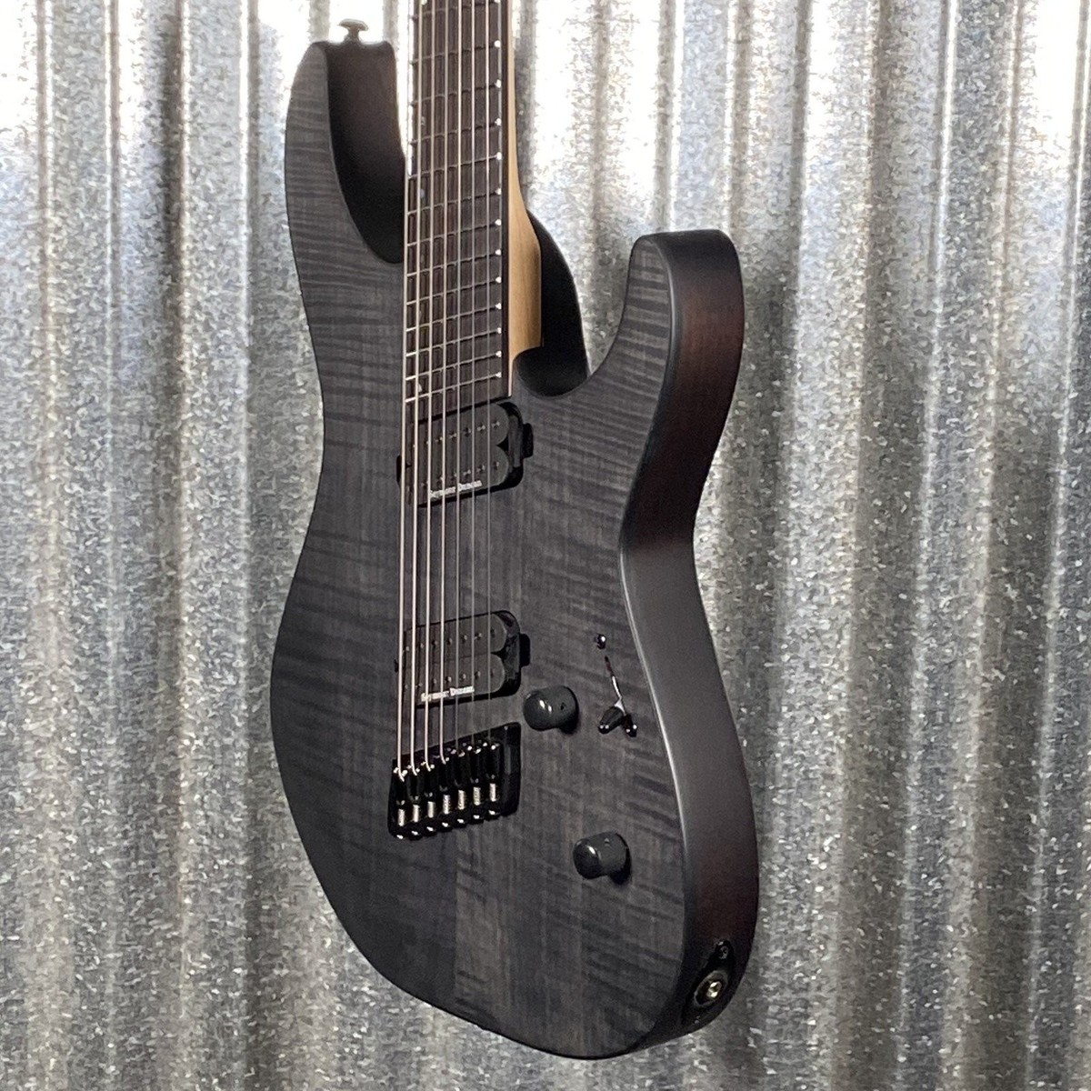 ESP LTD M-1007 7 String Multi Scale Flame See Thru Black Satin