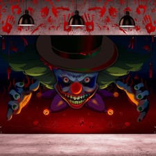 Halloween Clown Backdrop Banner Carnival Horror Party Decor,Scary Photography Ba
