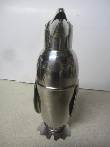 VINTAGE CHROME PENQUIN COCKTAIL MARTINI BARWARE SHAKER WITH HANDLE - Picture 4 of 12