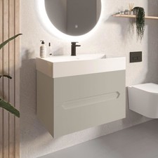 800mm Taupe Wall Hung Vanity Unit with Basin - Morella BUN/MOR800VUBG/89326