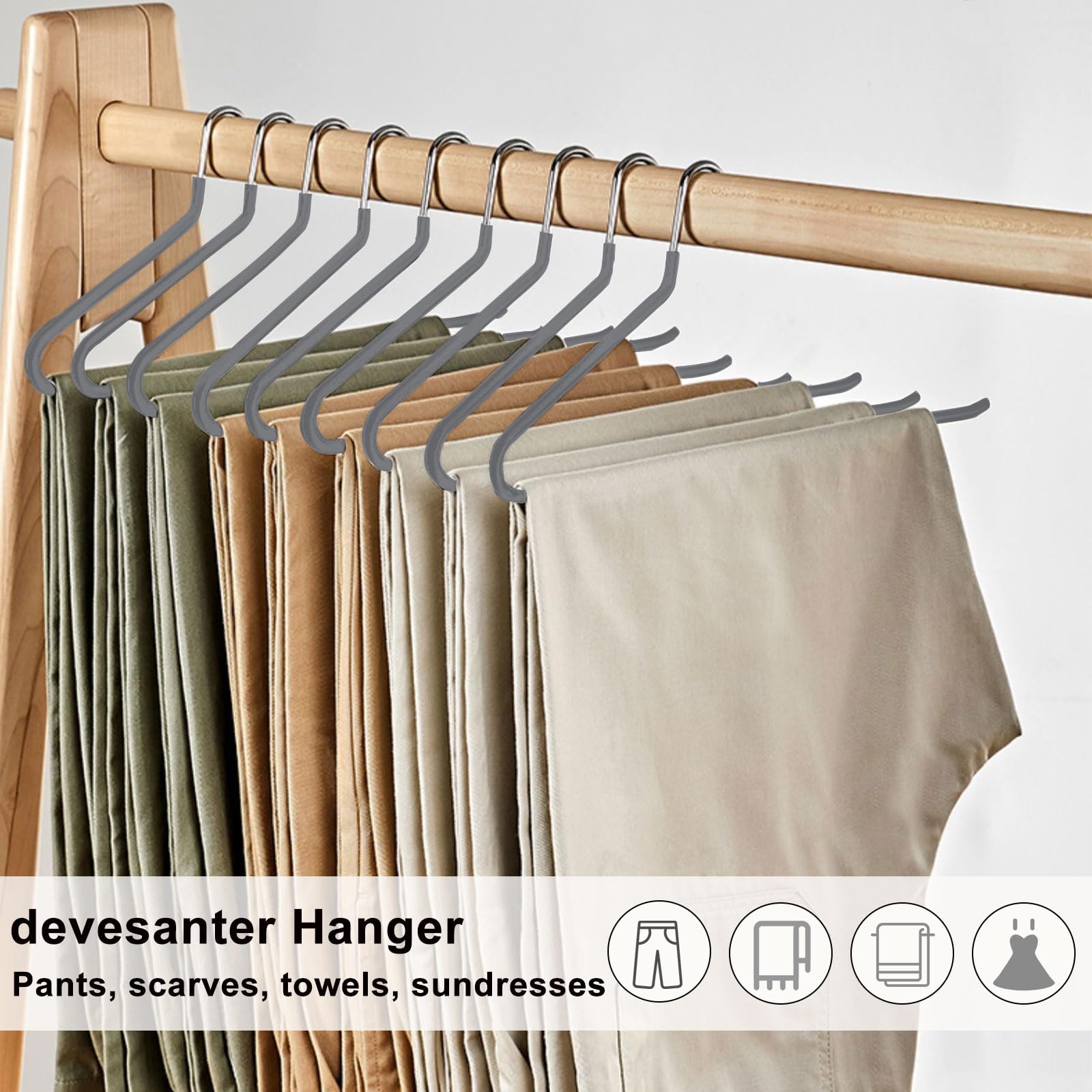 Pants Hanger 20 Pack Open-Ended Pants Space-Saving Strong Jean Hangers Metal