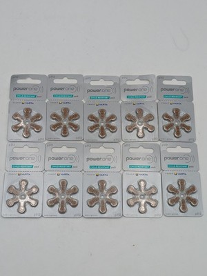 60 Power One size 312 Hearing Aid Batteries Made Germany 10 Packs of 6/Exp 2029