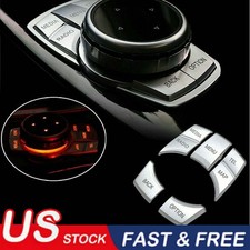 Chrome Multi-media 7 Button Cover Decor Trim For Bmw F10 F30 M1 2 Series Idrive