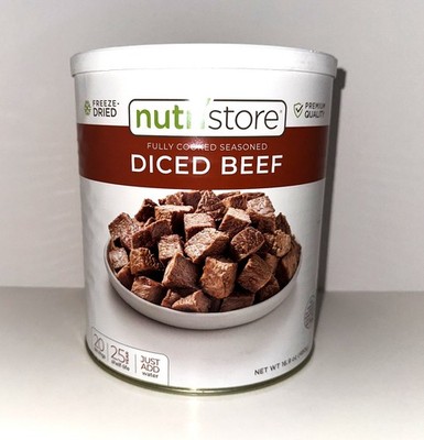 Nutristore Seasoned DICED BEEF #10 Can 16.9oz Freeze-Dried 25yr Shelf Life