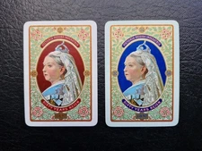 2 x Antique Wide Playing Cards C1897 - English Royal Family - Queen Victoria 