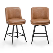Bar Stools with Back Ergonomic Backrest Synthetic Leather for Kitchen Island