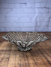 Vintage Silver-Plate Candy Dish Bowl Fligree Design