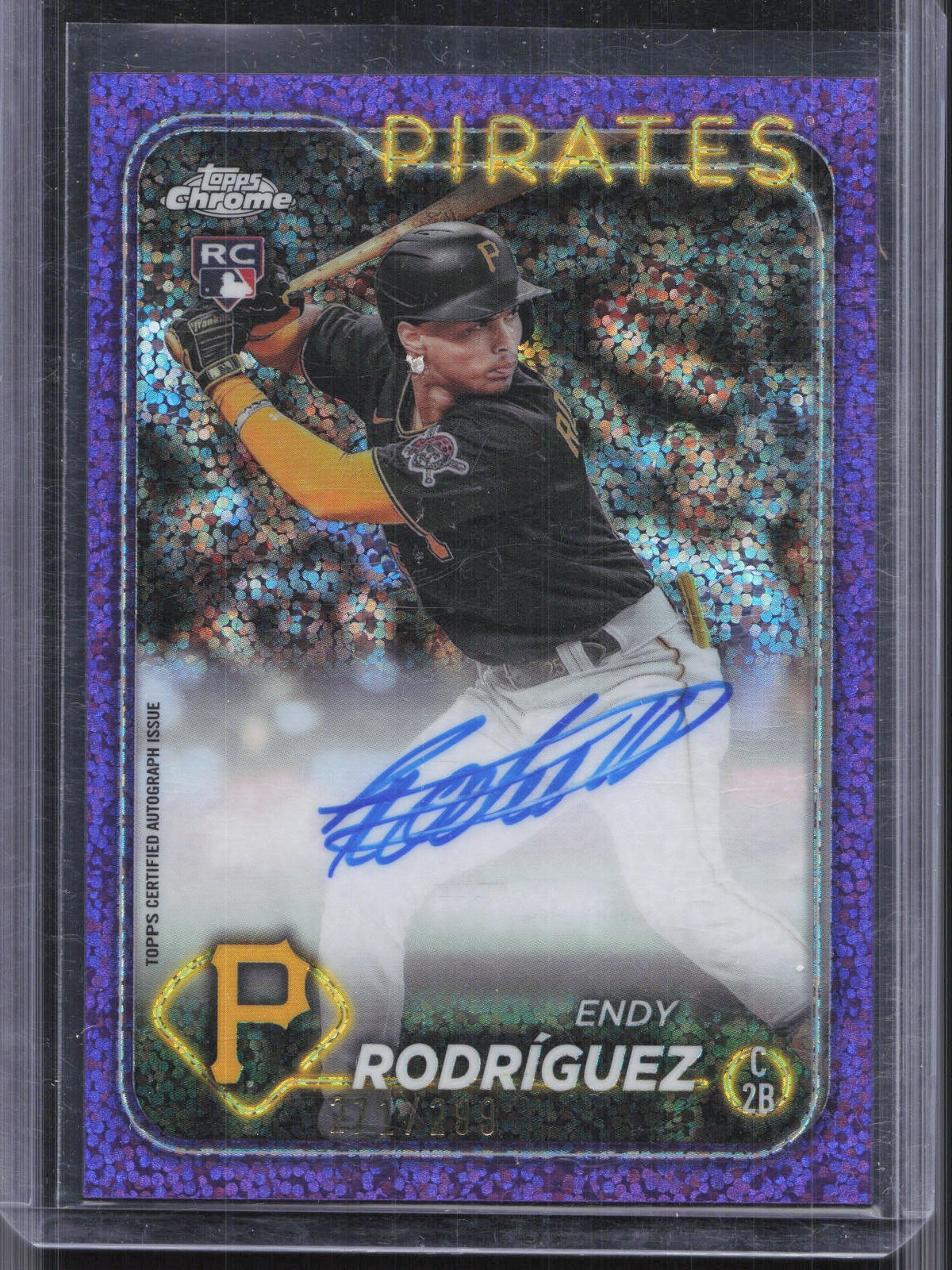 2024 Topps Chrome #RA-ER Endy Rodriguez Rookie Purple Speckle Auto #/299