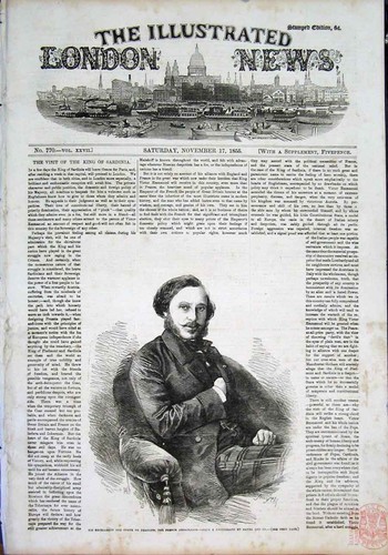 Original Old Antique Print Portrait Persinghy French Ambassador 1855 Victorian