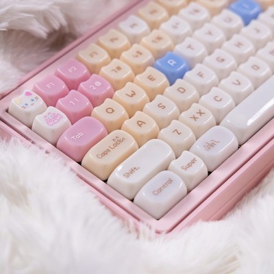 Crystal Keycaps, Cat Shape Clear Keycaps Transparent, Mao Profile, 130 Keys S...