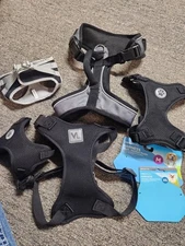 5 Dog Harnesses Black Mesh Adjustable SizeXs x2,M x2,Lg x1, New,No Packaging (H)