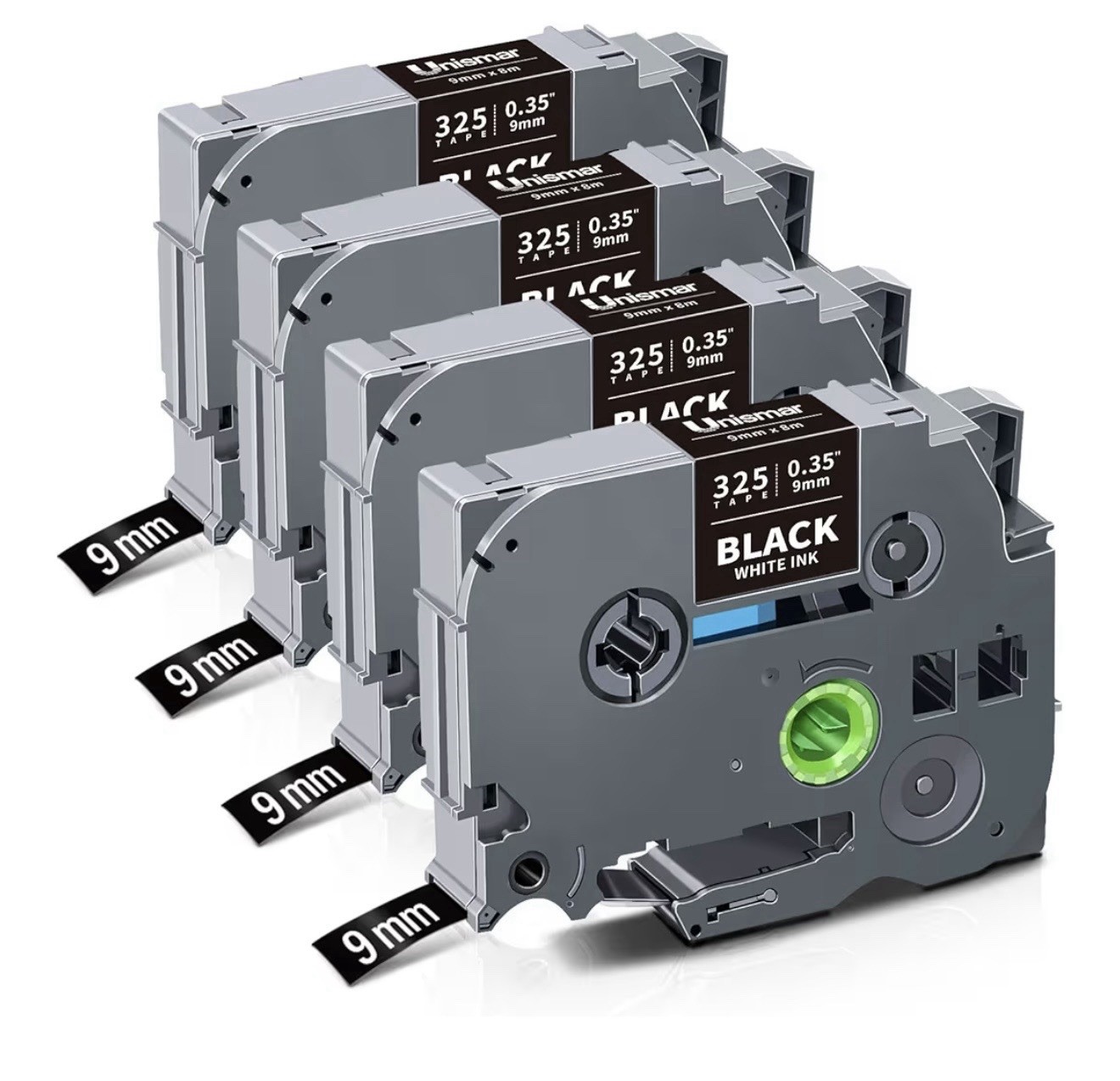 4PK Compatible with Brother TZ-325 TZe-325 White on Black Label Tape 9mm