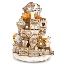 33 Pcs Easter Tiered Tray Decor Rustic Carrot Egg Signs Farmhouse He is Bunny