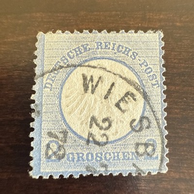 German Stamp 1872 Arms embossed small shield 2g blue stamp