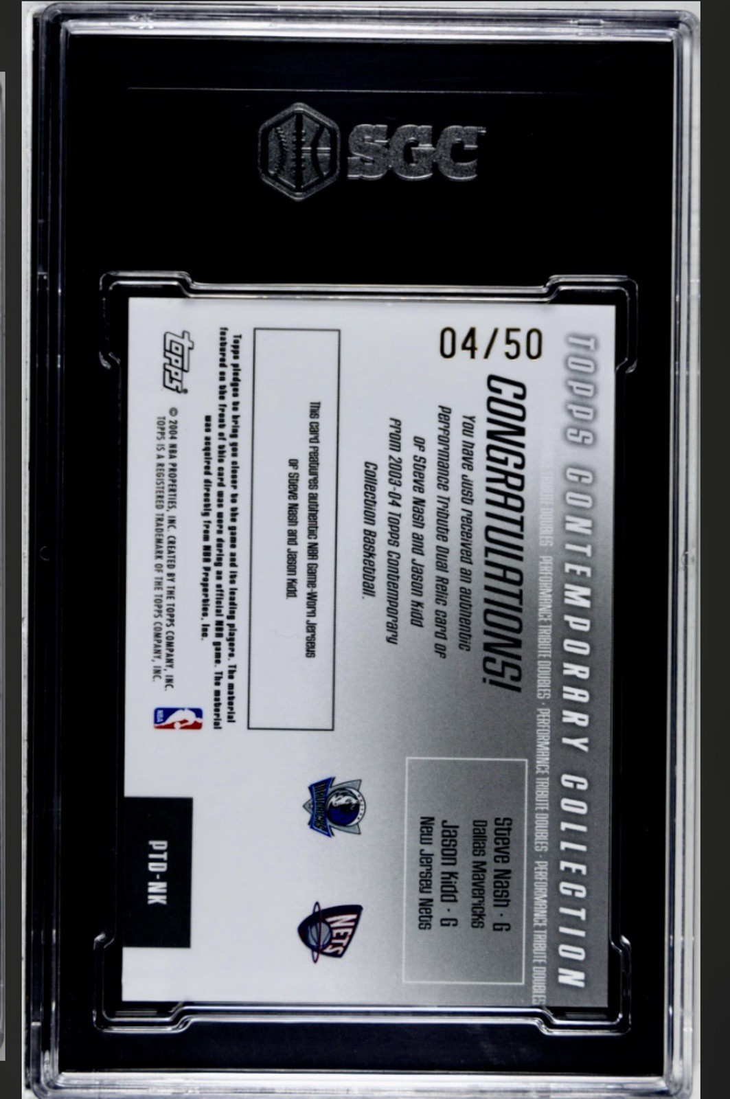 2003 Topps Contemporary Steve Nash / Jason Kidd Dual Game Used Patch RED # / 50 view 2