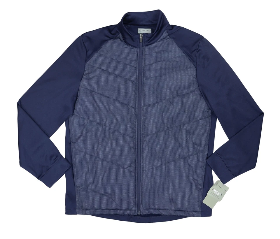 PGA Tour Golf Jacket Full-Zip Thermal Stretch Fleece Lining NWT Peacoat Navy