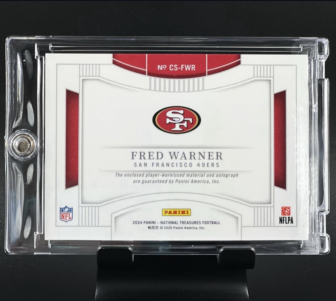 2024 Panini National Treasures Colossal Signatures Fred Warner 1/1 49ers view 2