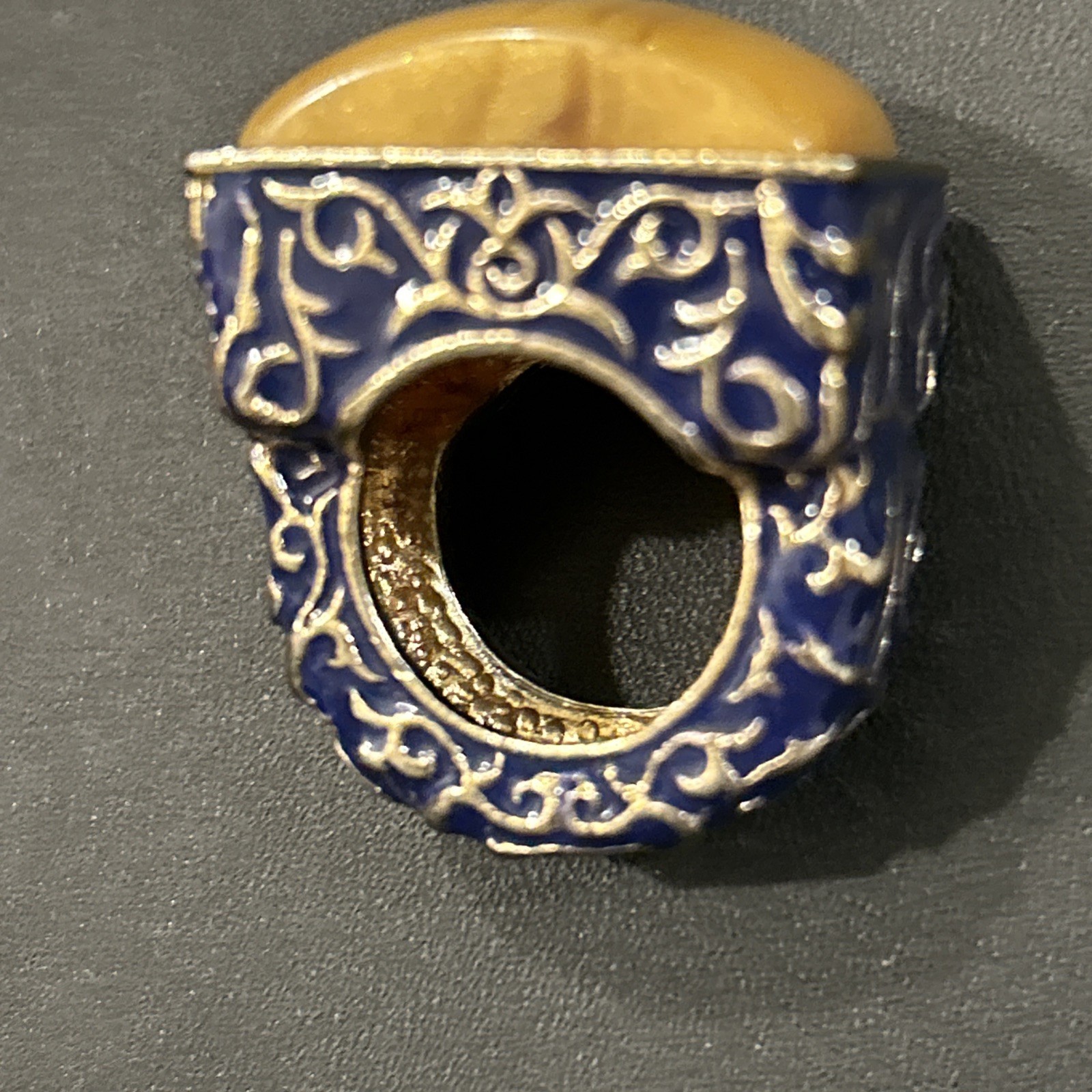 Unsigned Costume Chunky Statement Ring Yellow Sto… - image 2