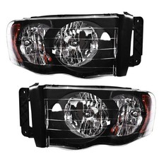 For 2002-2005 Dodge Ram 1500 2500 3500 Black Headlights Halogen Leftright Side