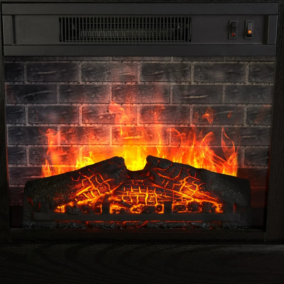 Soporte de TV para chimenea Mainstays Farmhouse para televisores de hasta 55", negro/nogal Foto 4 de 4