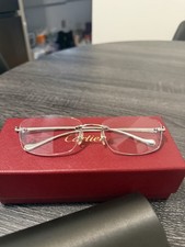Cartier Silver Rimless Metal Eyeglasses Unise...