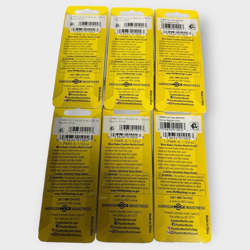 Spinners Panther Martin 1/32 oz. LOTE DE 6 señuelos de pesca amarillo rojo trucha lubina Foto 2 de 2