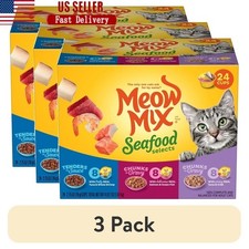 Wet Cat Food Variety Pack Tuna Shrimp Salmon Chunks Gravy 24 Cups 100 Nutrition