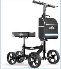 Aojin WB-2201 Foldable Knee Scooter Walker Steerable Basket 300 lb Black