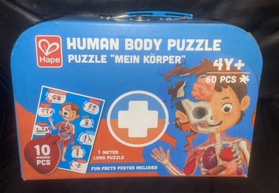 QUALITÄT MENSCHLICHER KÖRPER 60-TEILIGES PUZZLE ALTER 4+ MIT POSTER UND 10 HOLZTEILEN FORM