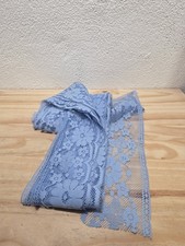 3.5 Inch Wide 5 Yard Lace Ribbon Floral Pattern Blue Lace Trim Ribbon