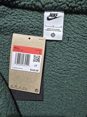Nike Green Full Zip Stand-Up Collar Mid-Length Jacket Men's Size L Pockets
