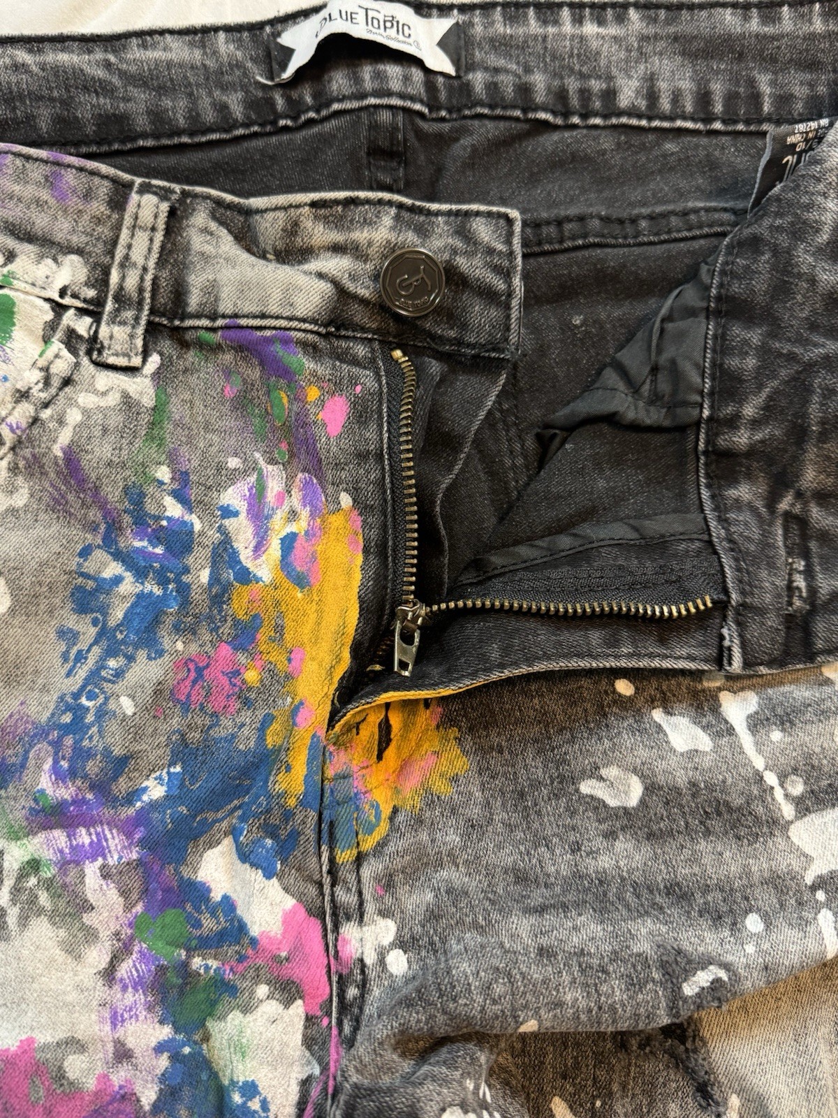 BLUE TOPIC Thrashed Paint Splattered Distressed G… - image 8